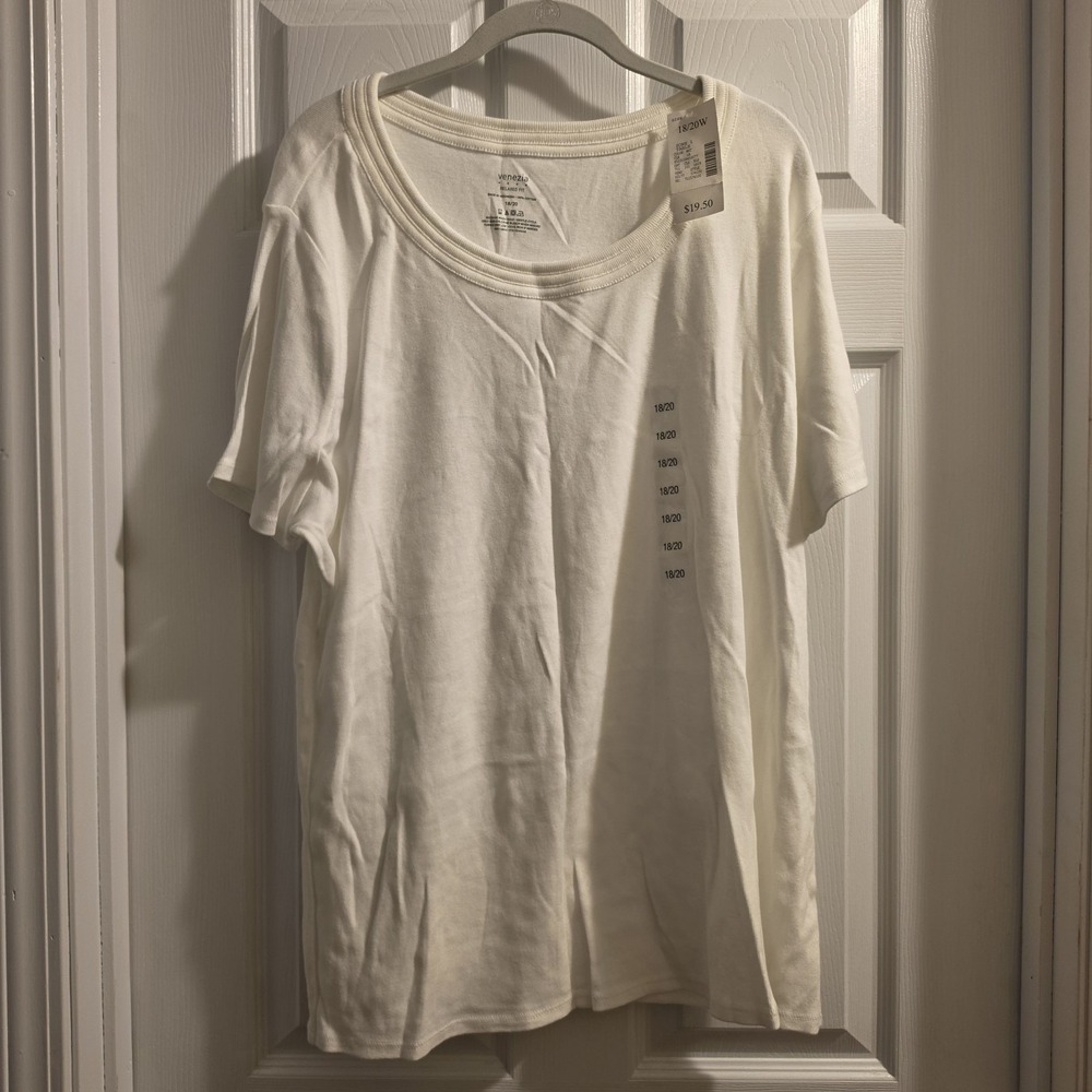 Venezia Women's White Cotton Top Size 18/20